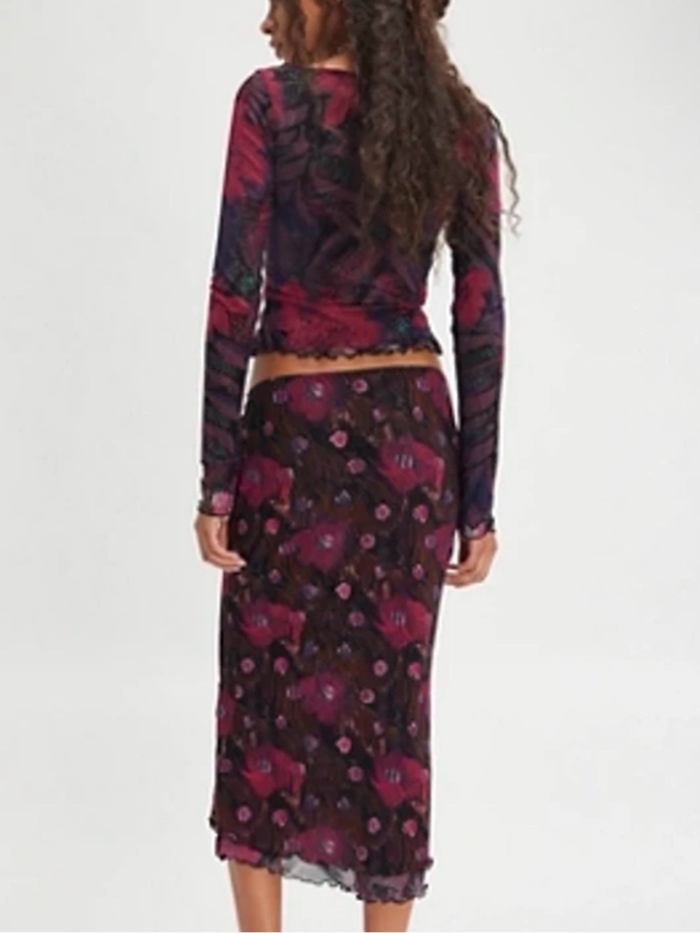 BNWT Free People Floral Mesh Midi Skirt Set - Picture 2 of 6